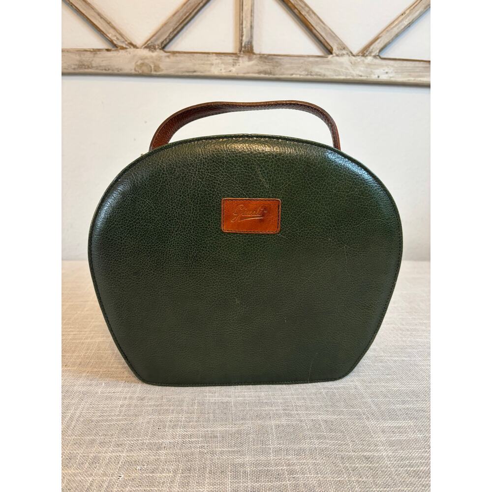 GIUDI VTG Genuine Leather Vanity Case Handbag - Forest Green Made in Italy